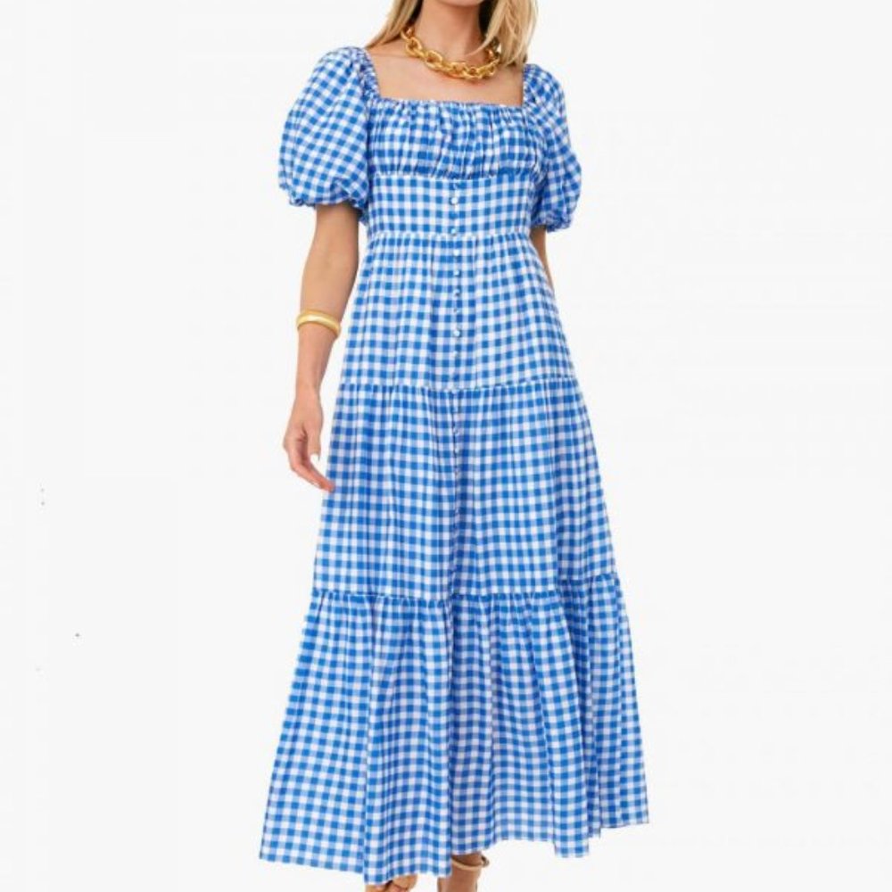 NWT Tuckernuck Hyacinth House Blue Gingham Harper Maxi Dress XL
